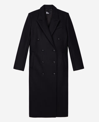 The Kooples WOMEN BLACK long black wool coat