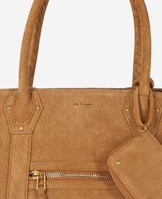 The Kooples MUJER CAMEL bolso de ante marr&oacute;n