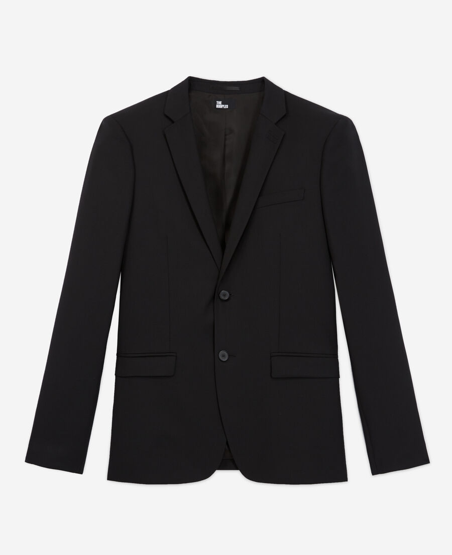 chaqueta de traje de lana negra