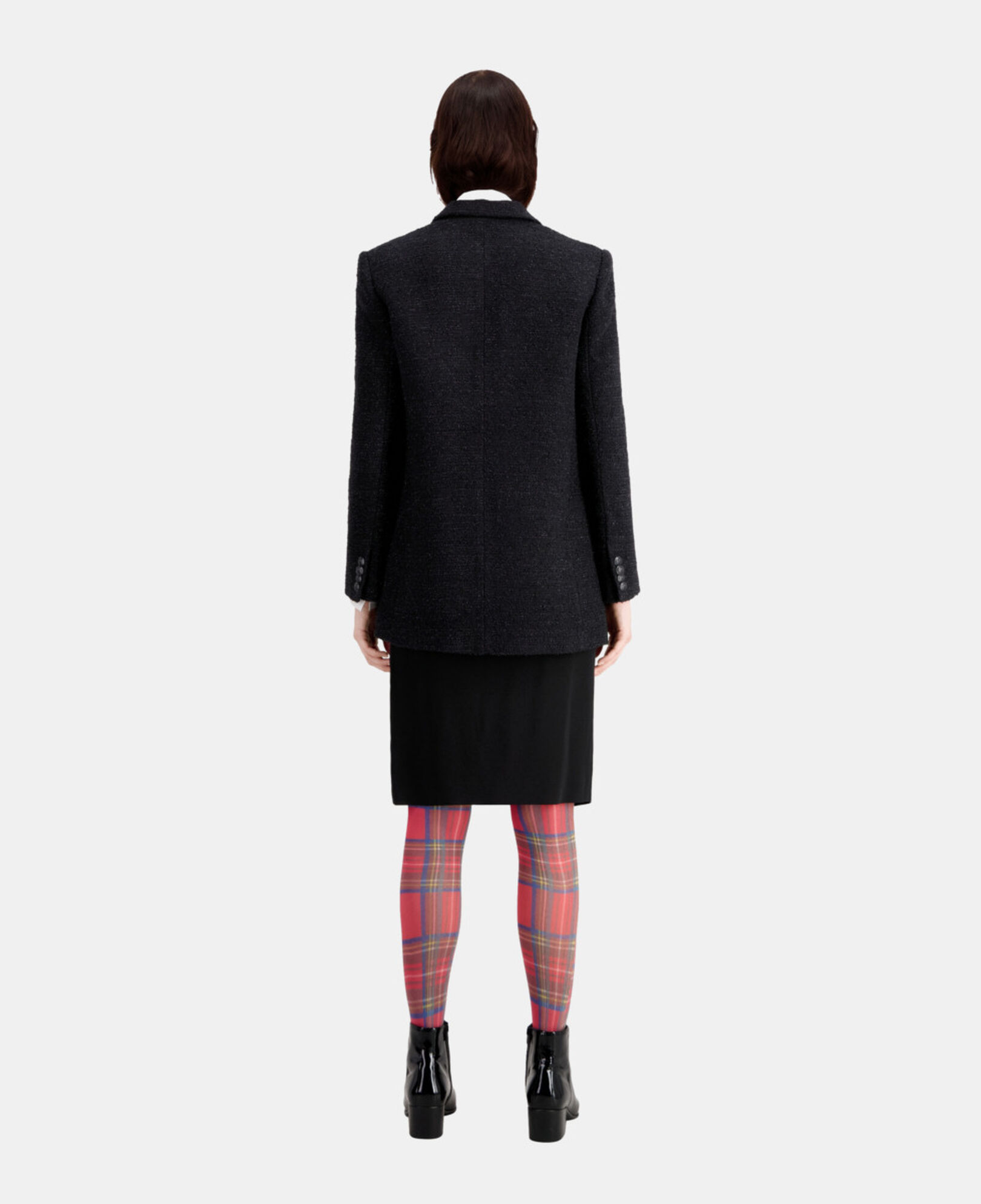 The Kooples WOMEN BLACK black tweed blazer with silver details