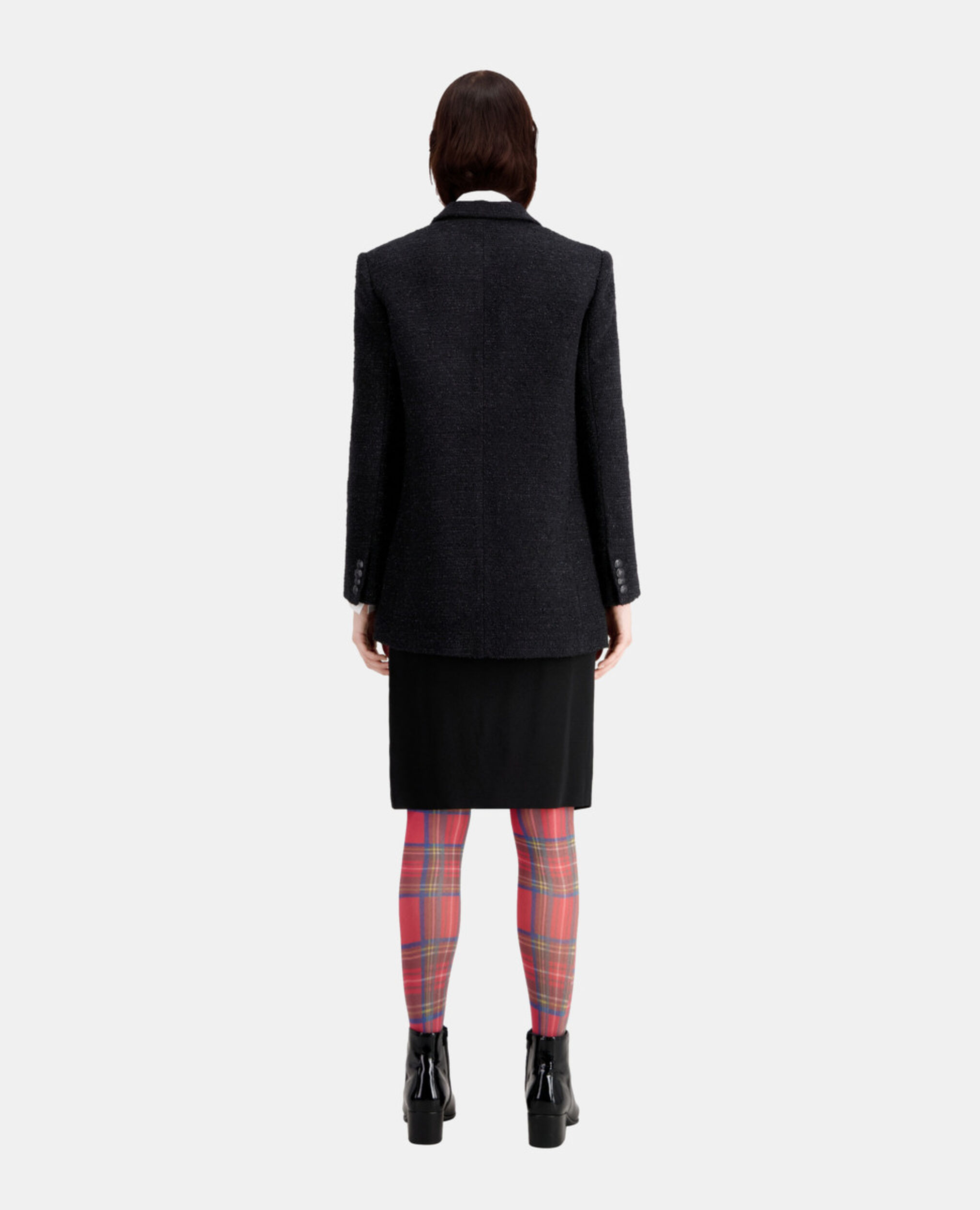 Black tweed blazer with silver details, BLACK, hi-res image number null