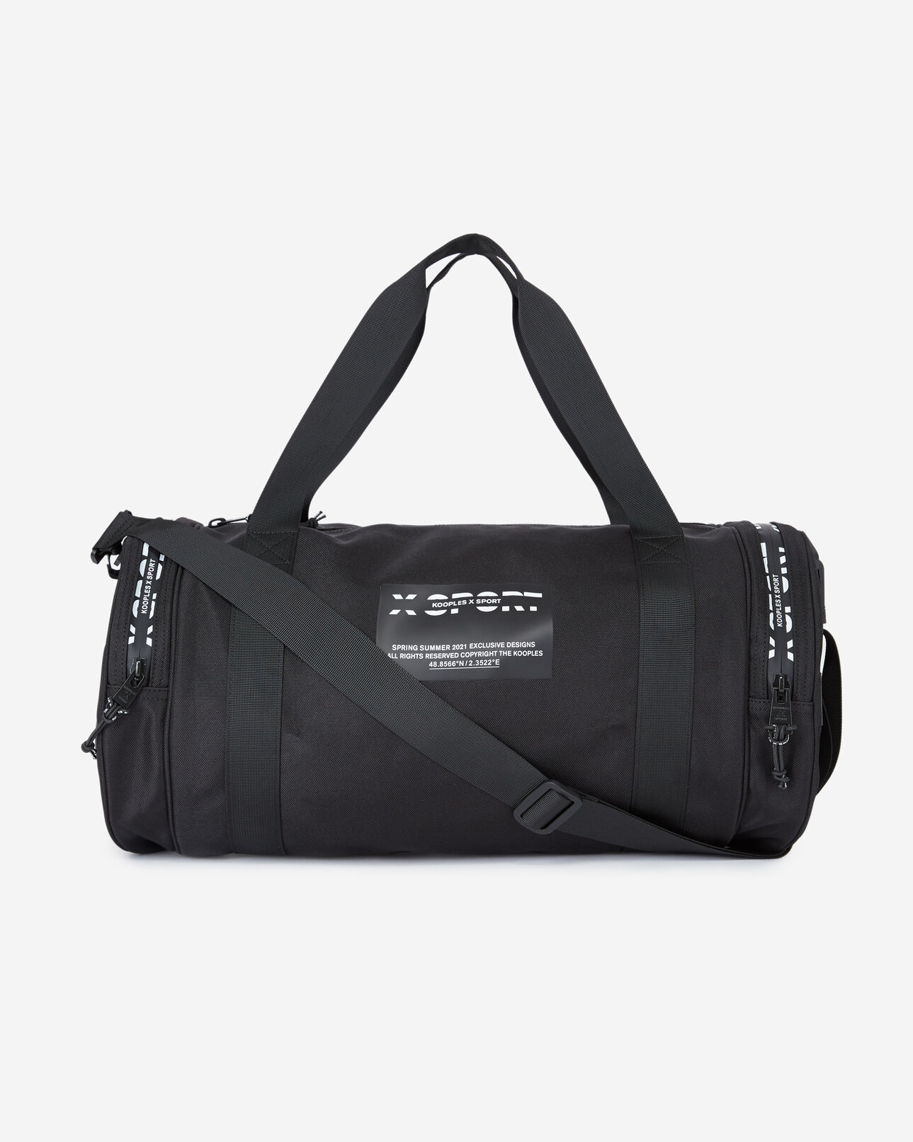 The Kooples HOMME BLACK sac de sport coton noir détails blancs
