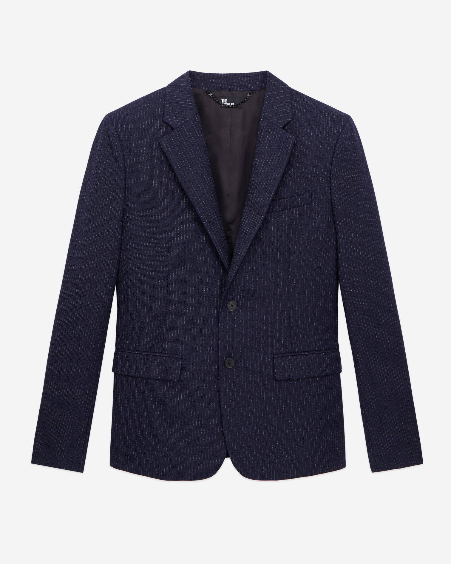 Navy blue striped wool suit jacket, NAVY / ECRU, hi-res image number null