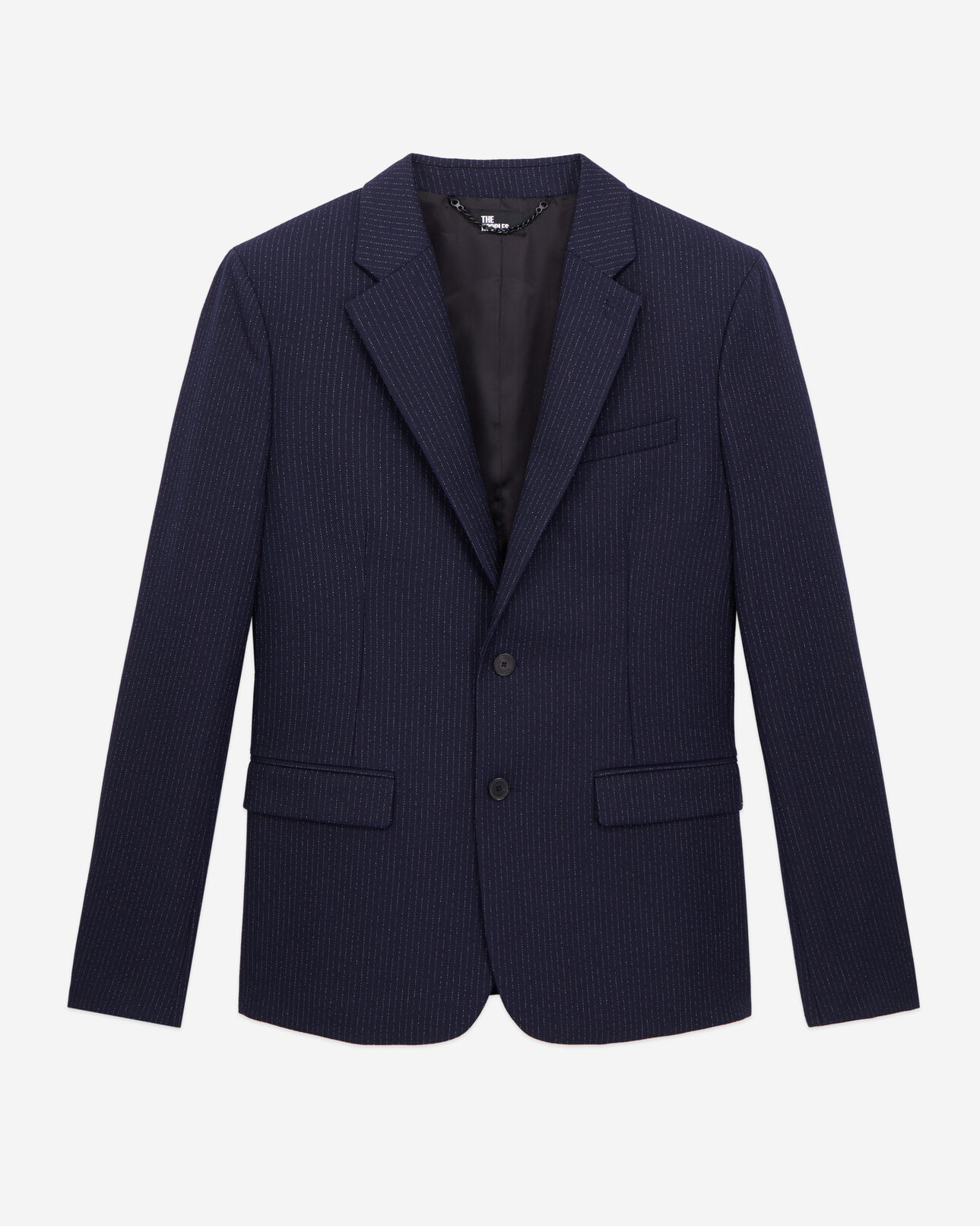 The Kooples MEN NAVY / ECRU navy blue striped wool suit jacket