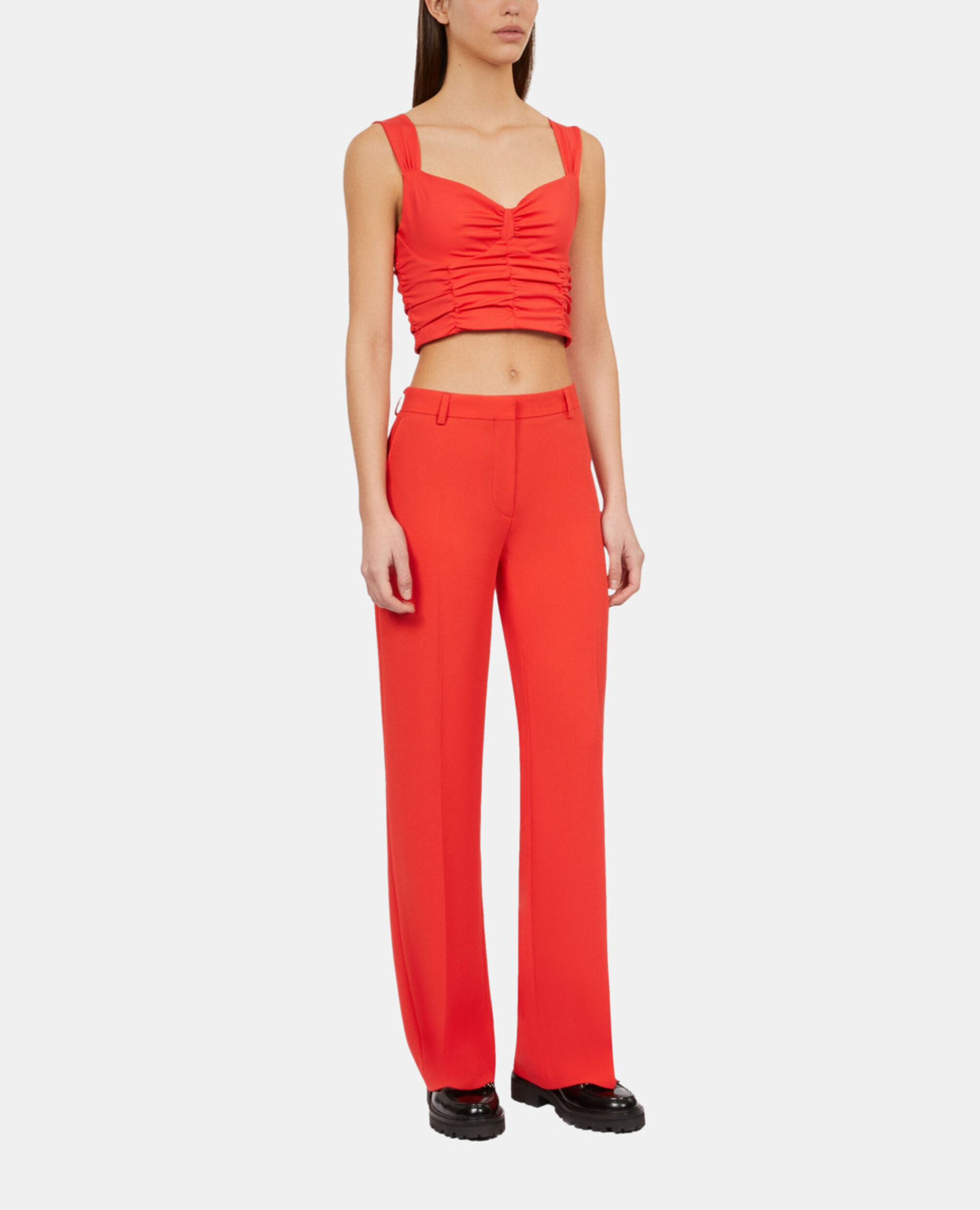 Red crepe suit trousers, RED, hi-res image number null