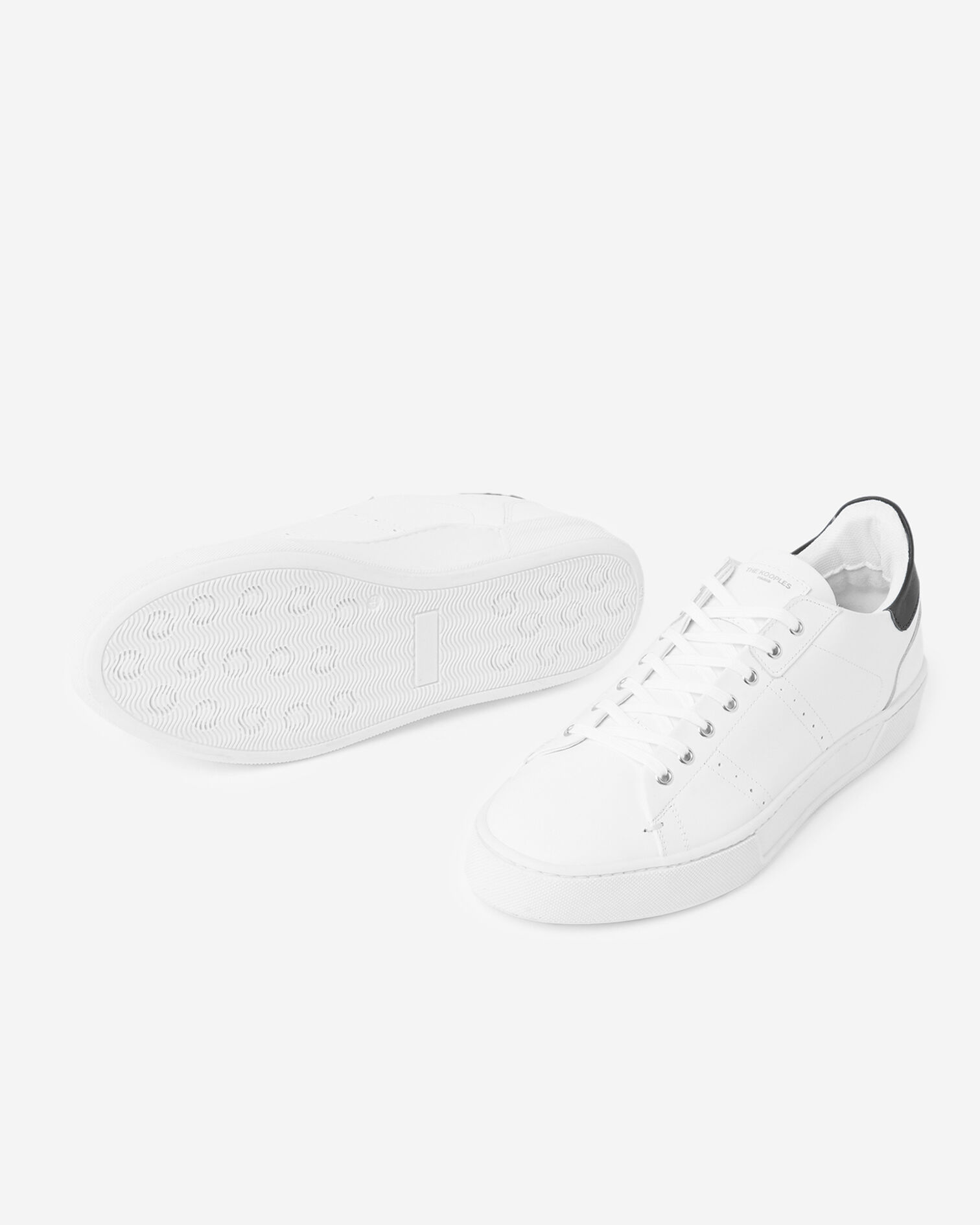 White leather sneakers thick soles, WHITE / BLACK, hi-res image number null