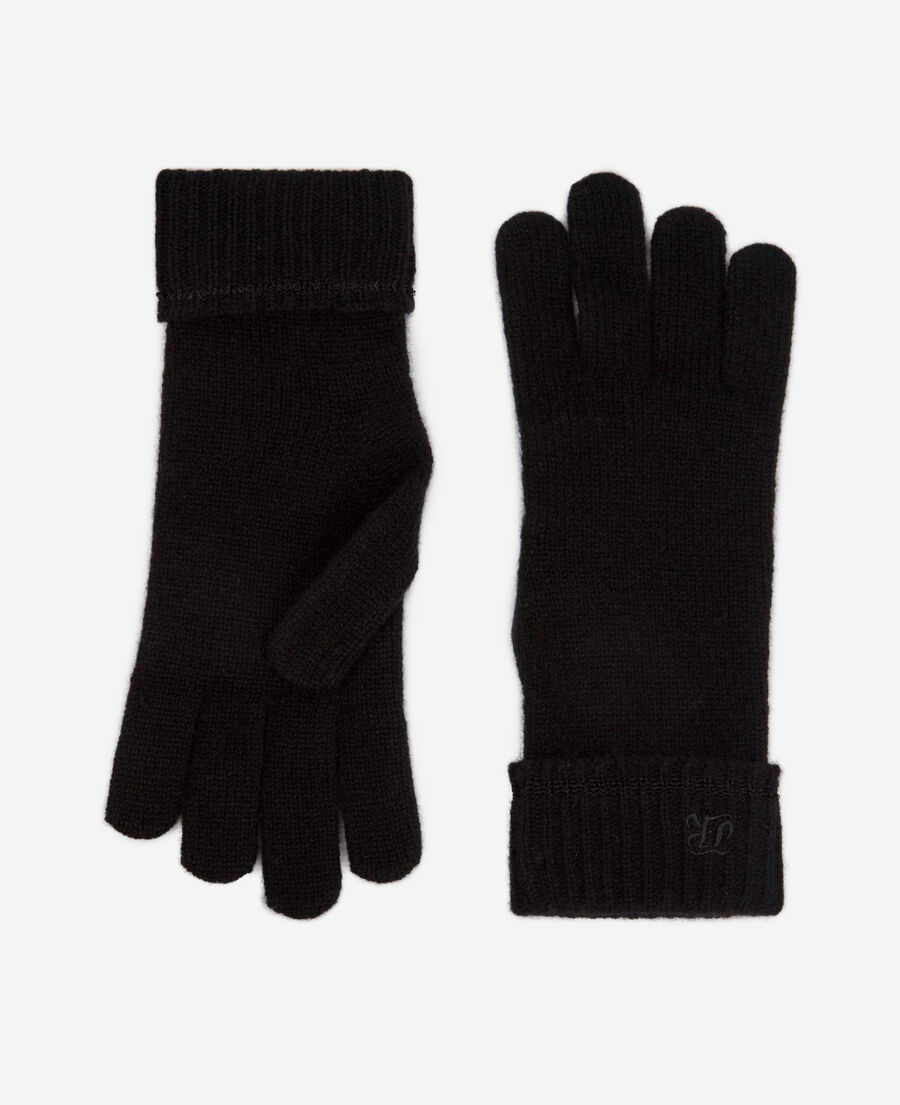 The Kooples M BLACK black cashmere gloves
