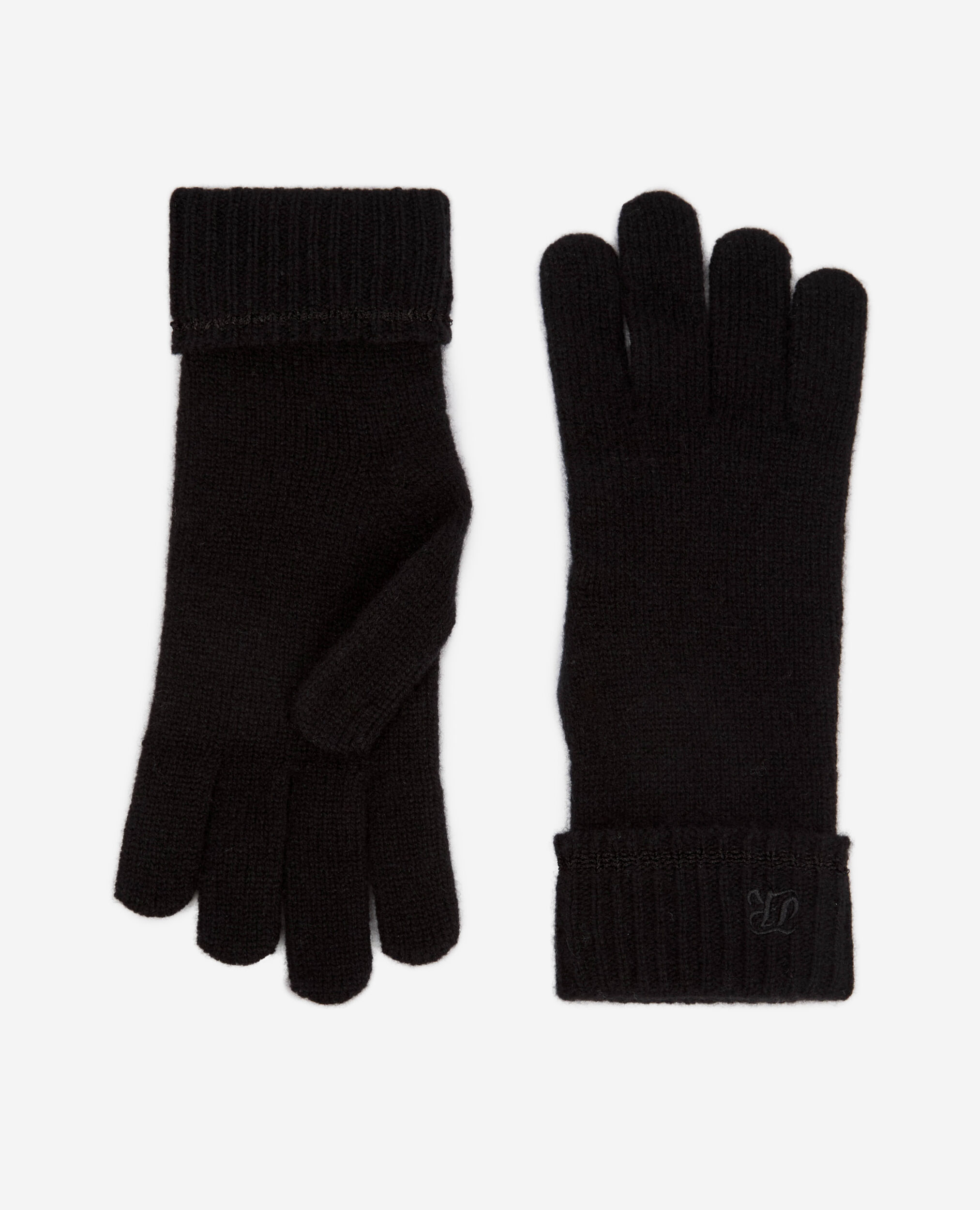 Black cashmere gloves, BLACK, hi-res image number null
