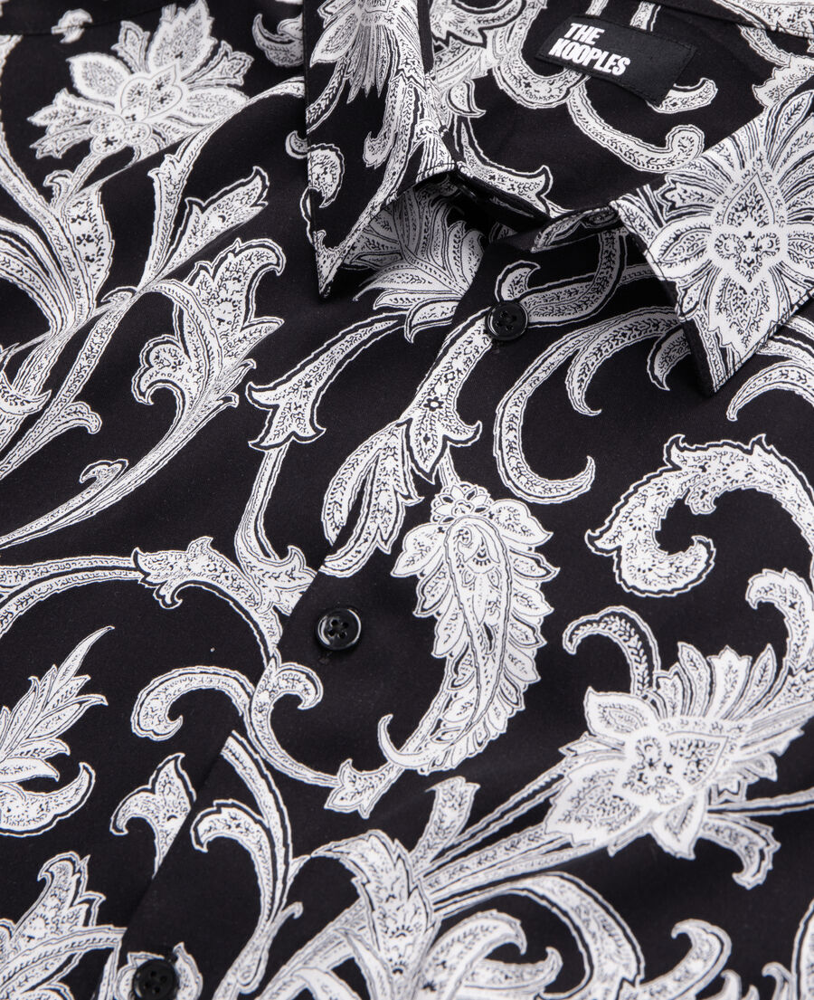 The Kooples HOMME BLACK WHITE chemise fleurie noire