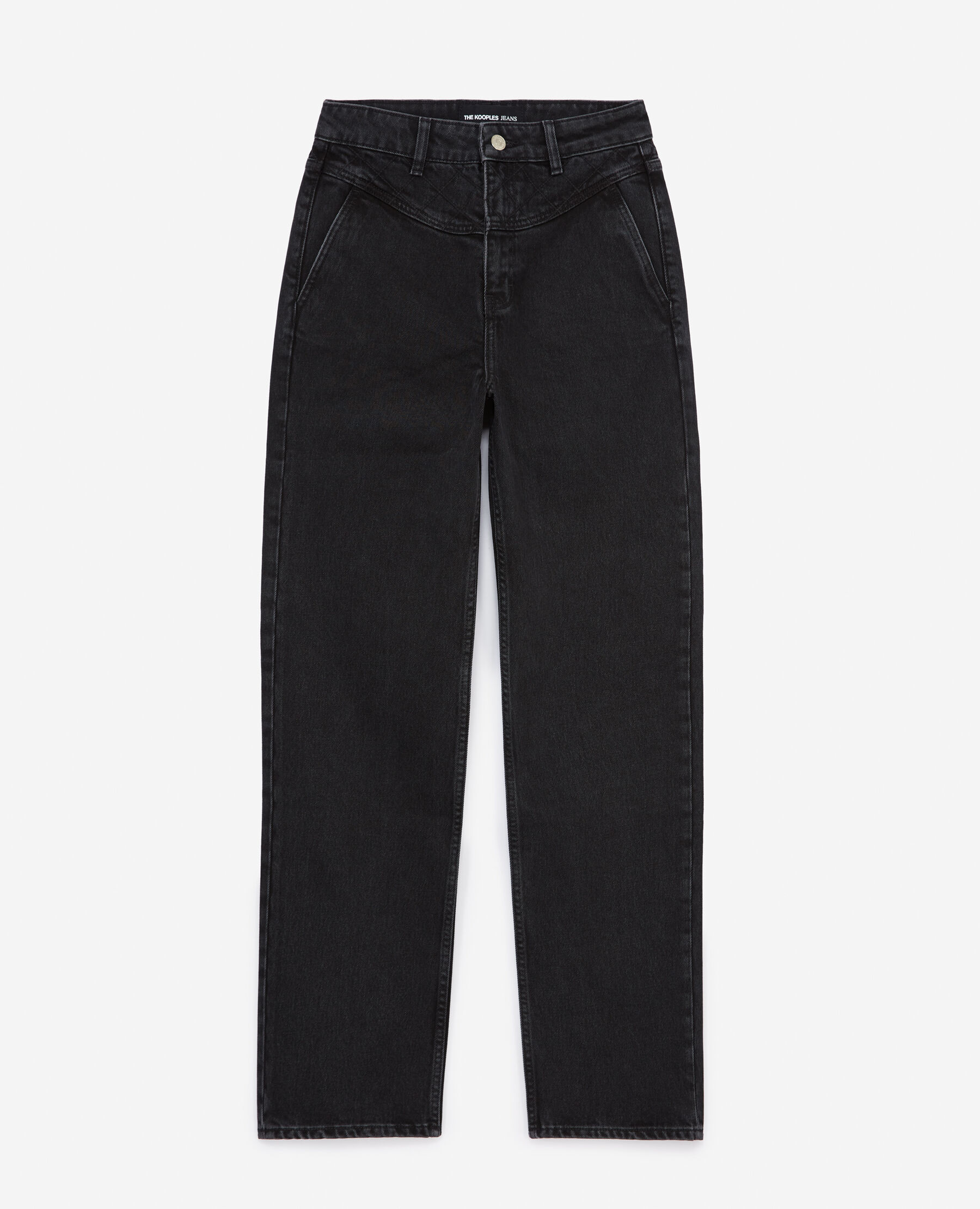Naomy wide leg black jeans with padded detail
