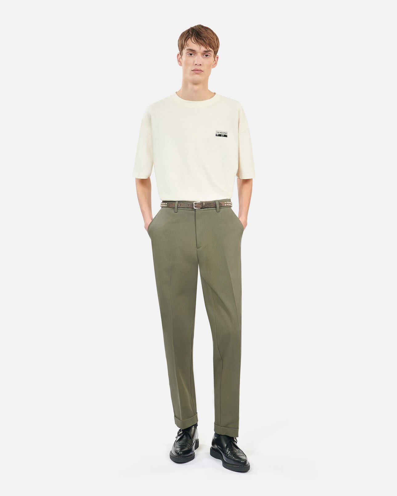 The Kooples MEN OLIVE NIGHT khaki cotton trousers