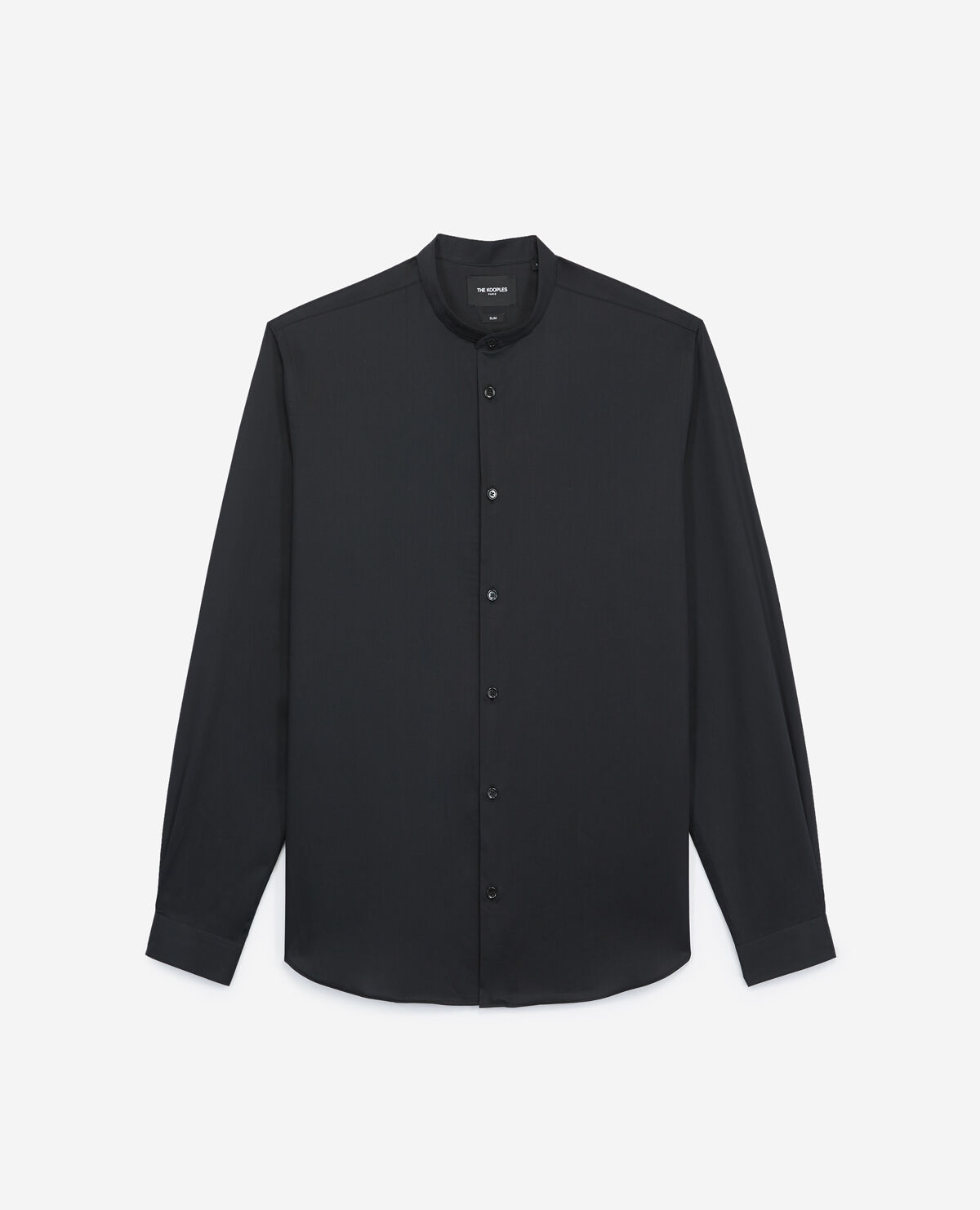 Camisa sin cuello negra top