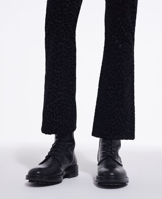 The Kooples WOMEN BLACK black velvet suit pants with leopard print