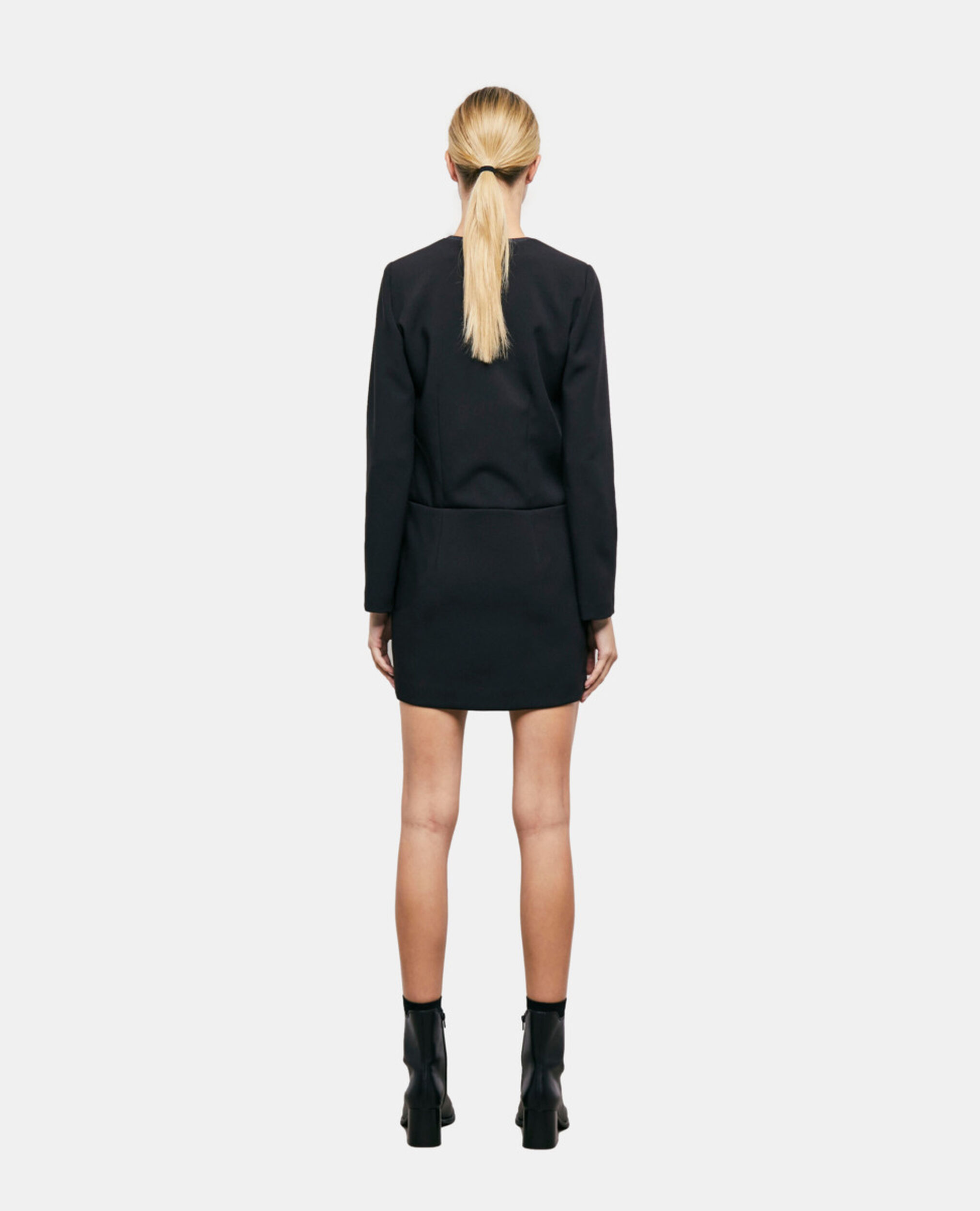 Robe courte croisée noire, BLACK, hi-res image number null