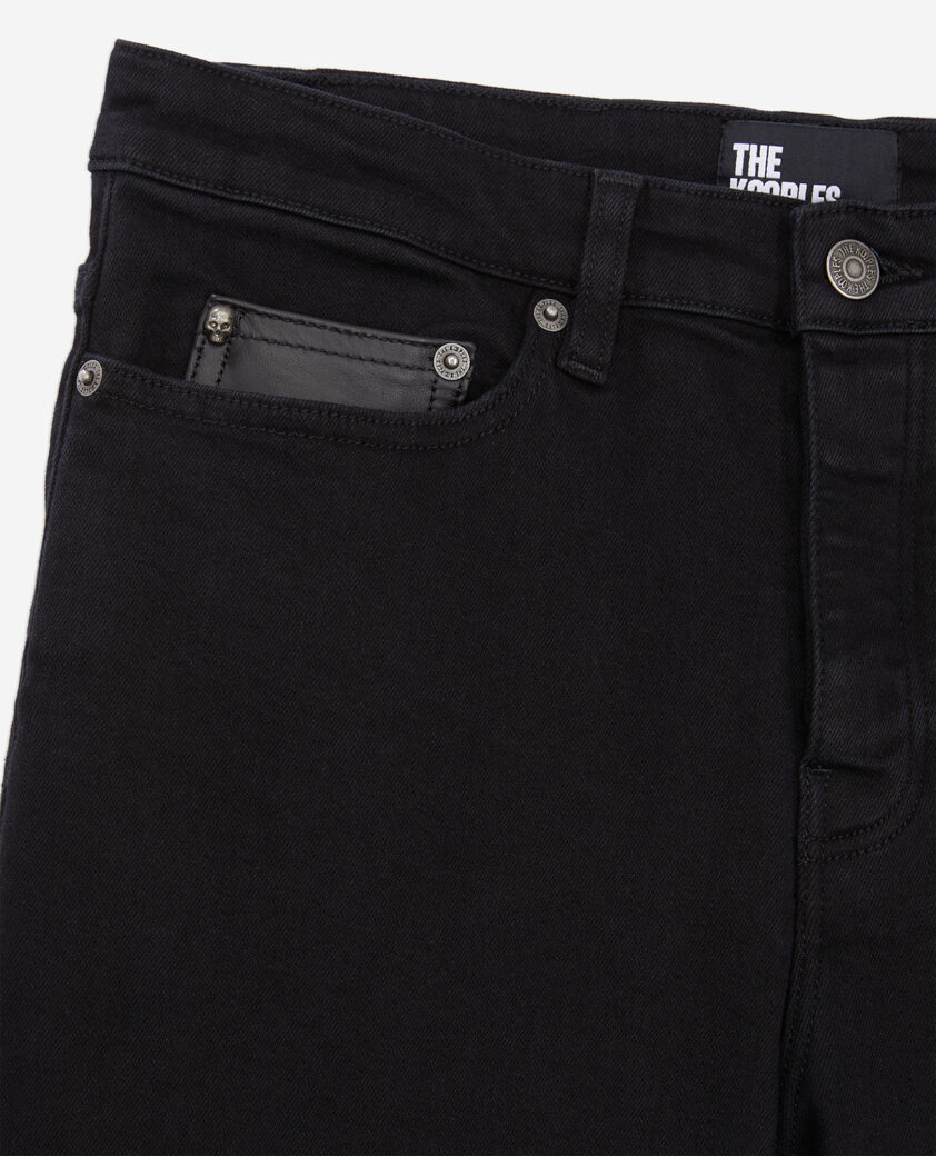 The Kooples HERREN BLACK schwarze slim-jeans mit tasche aus leder