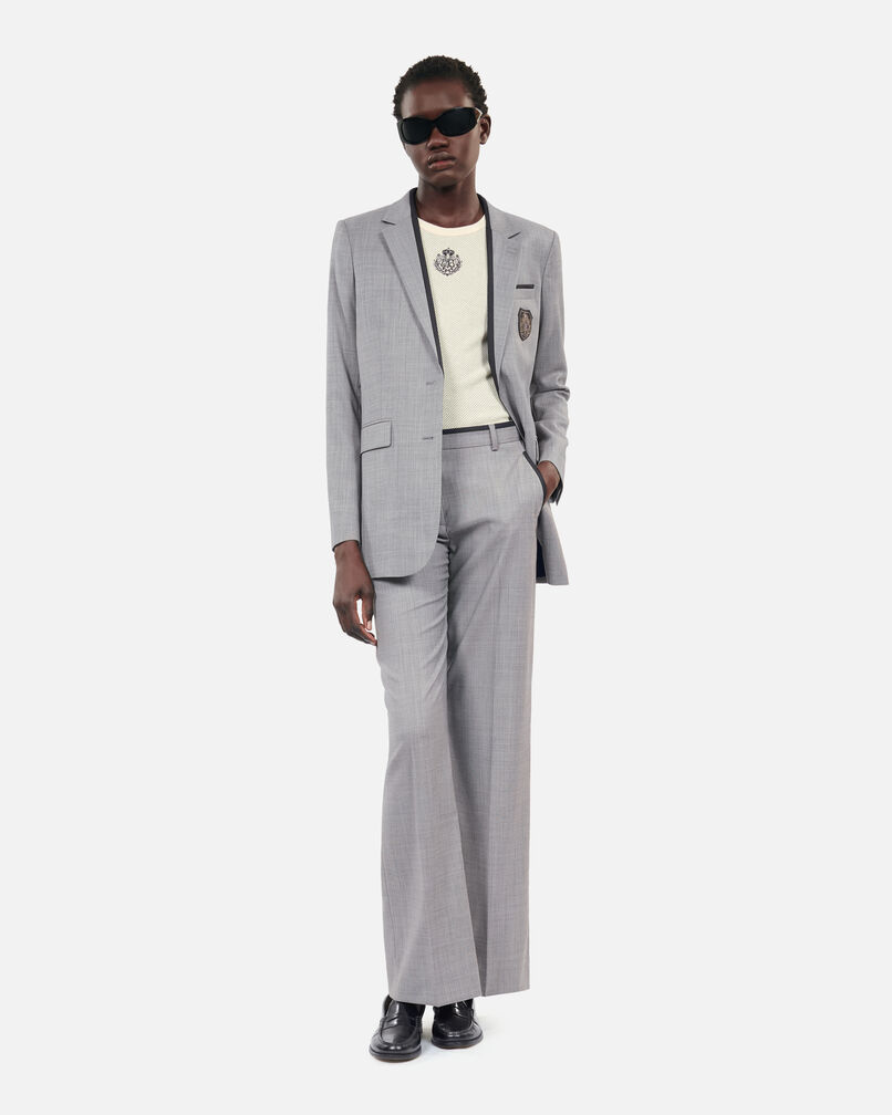 The Kooples WOMEN BEIGE MELANGE taupe wool suit jacket