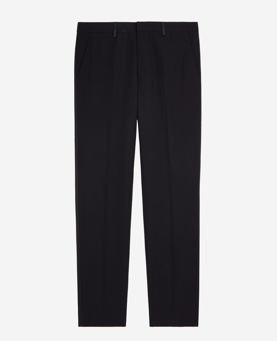 The Kooples MEN BLACK black straight satin detail tuxedo pants