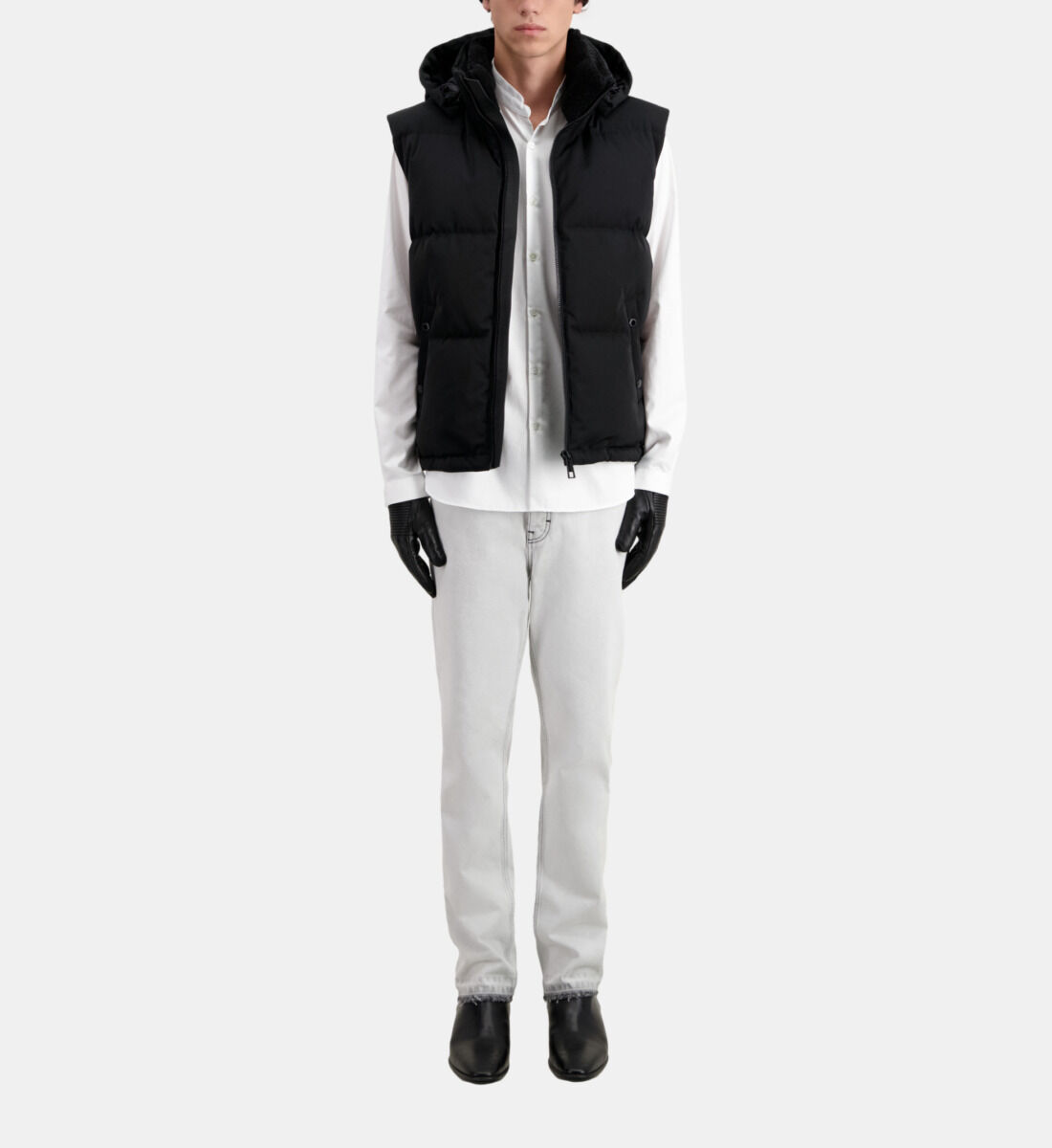 Black sleeveless hooded puffer jacket The Kooples UK
