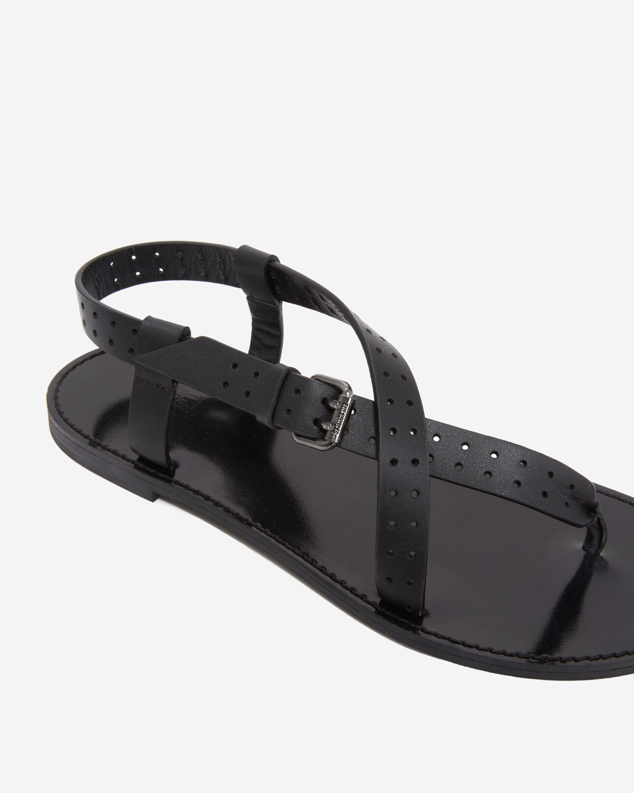The Kooples WOMEN BLACK black sandals in perforated leather