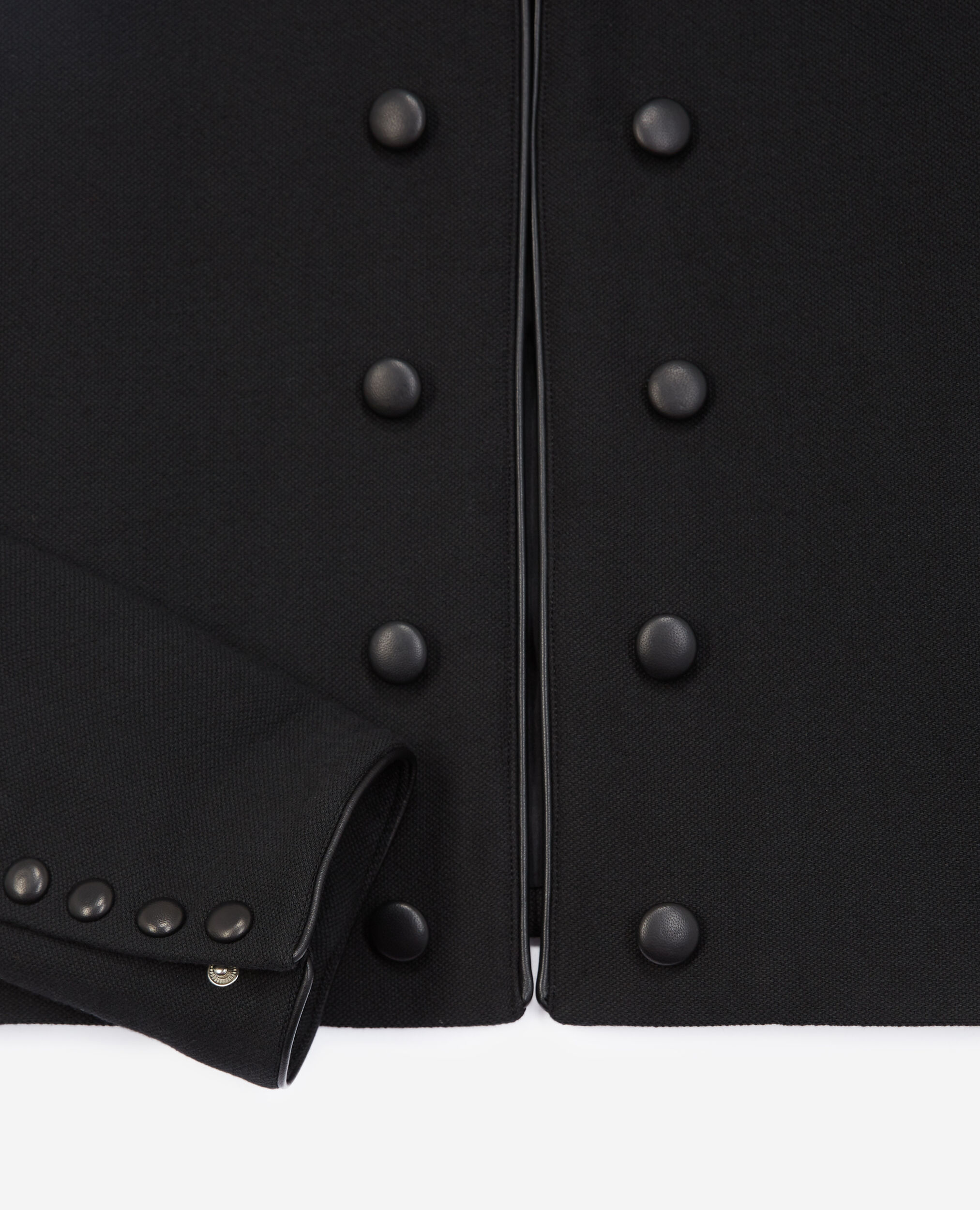 Black officer-style cotton jacket, BLACK, hi-res image number null
