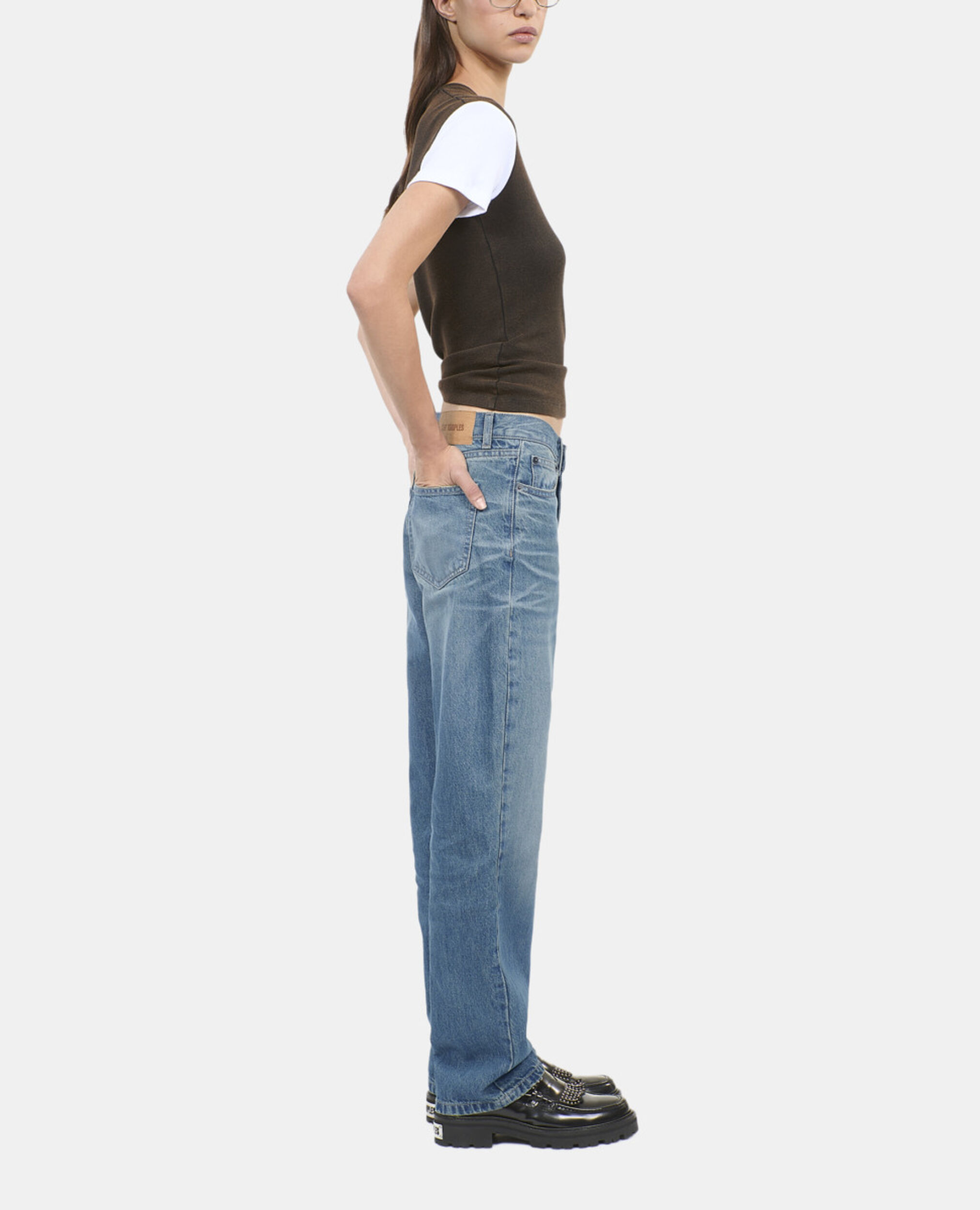 Jean boyfriend bleu, MEDIUM BLUE, hi-res image number null