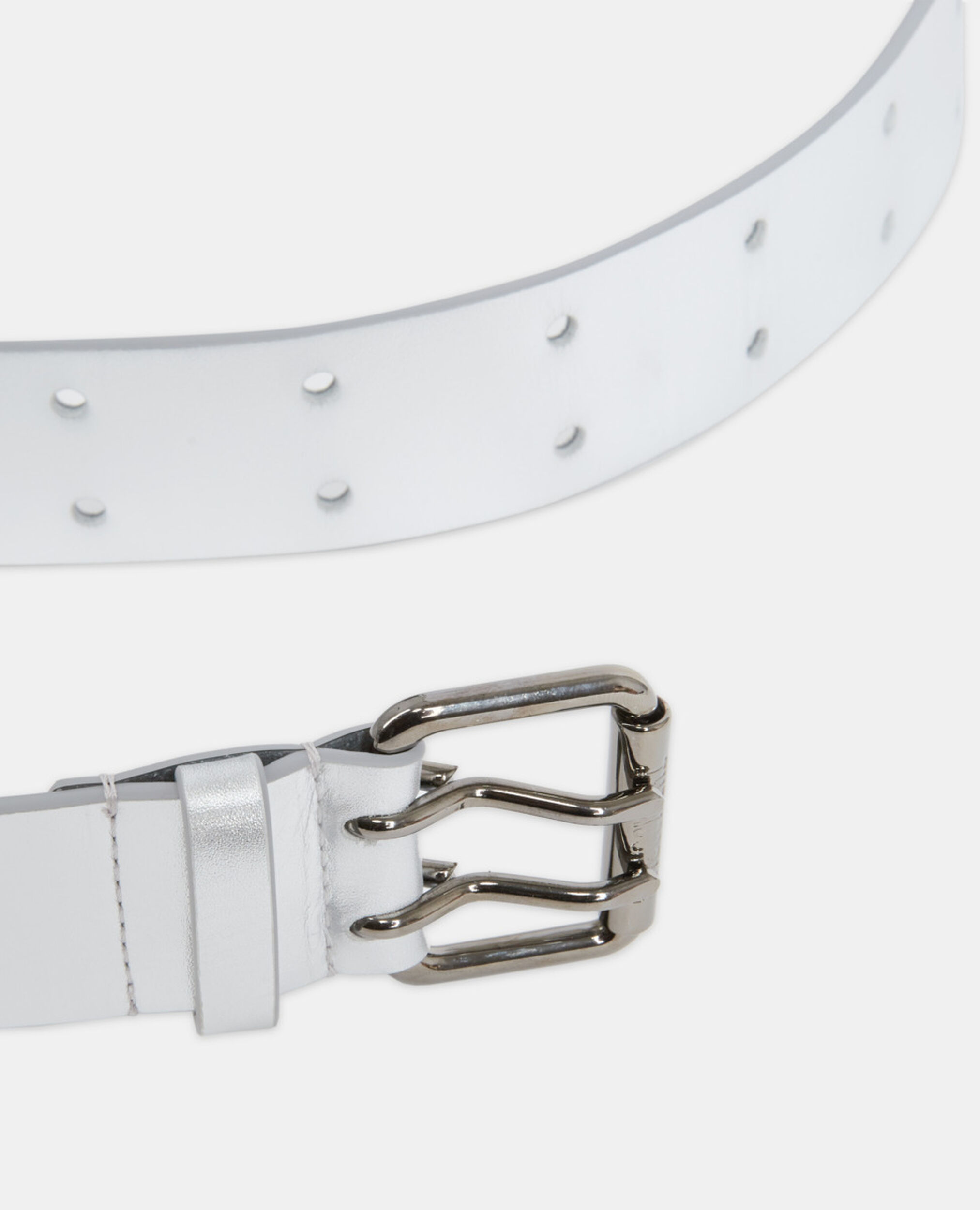 Silver leather belt, SILVER, hi-res image number null