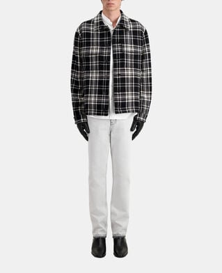 The Kooples HERREN BLACK WHITE blaue karierte hemdjacke aus wollmischung