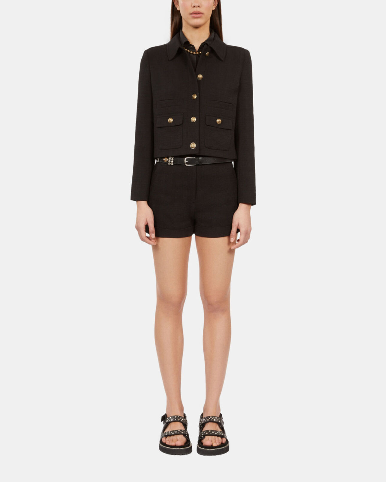 The Kooples WOMEN BLACK black tweed jacket