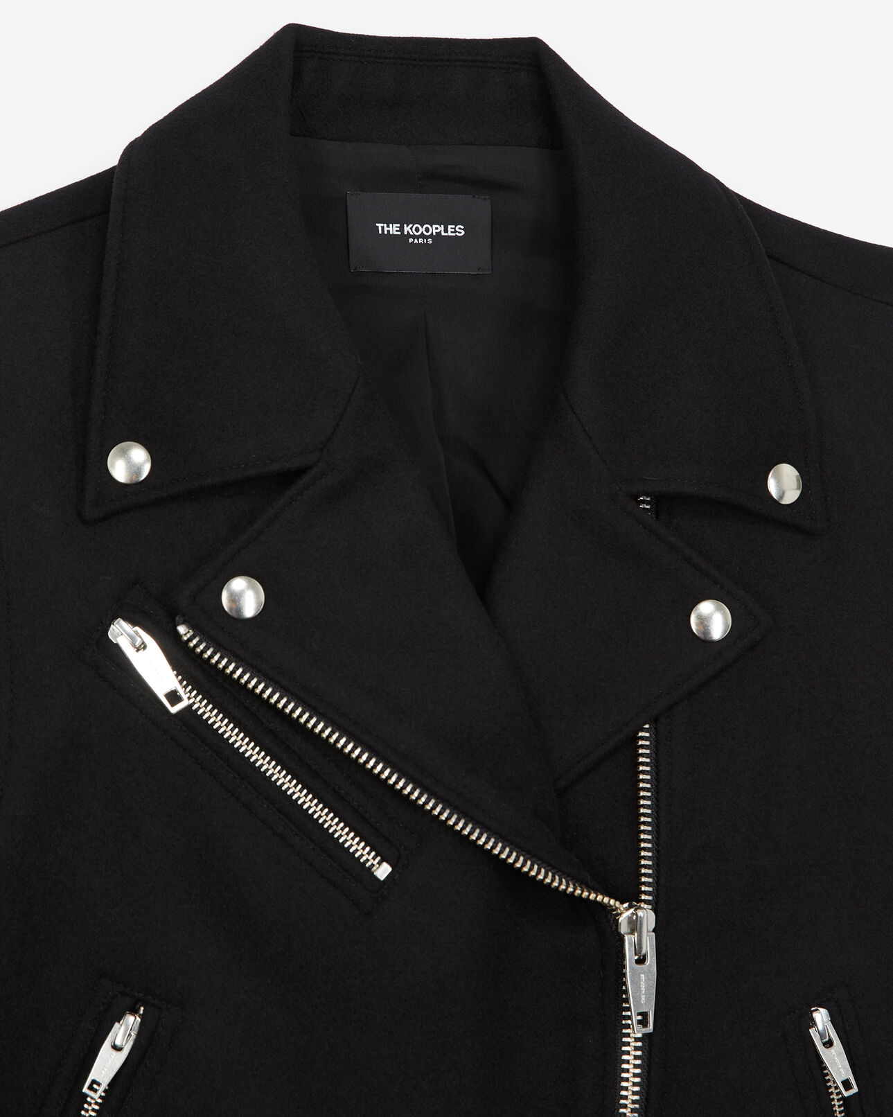 The Kooples MUJER BLACK abrigo lana negro corto detalle presión