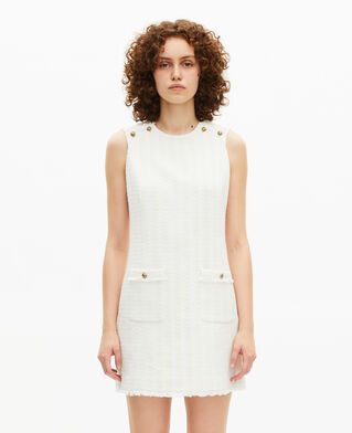 The Kooples WOMEN ECRU short sleeveless dress in ecru tweed