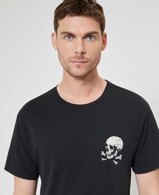 The Kooples HOMME BLACK WASHED t-shirt avec s&eacute;rigraphie skull noir