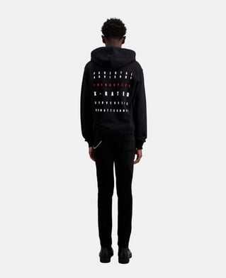 The Kooples HOMME BLACK sweatshirt à capuche noir avec sérigraphie x rated