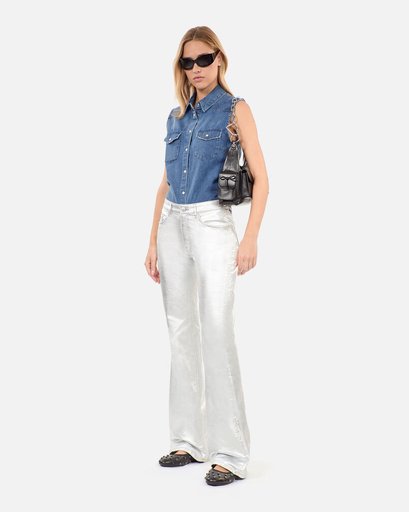 The Kooples FEMME USED RAPIECE chemise sans manches en denim bleu
