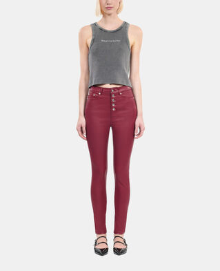 The Kooples WOMEN DARK RED red leather-effect skinny jeans
