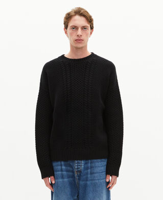The Kooples MEN BLACK black wool cable sweater