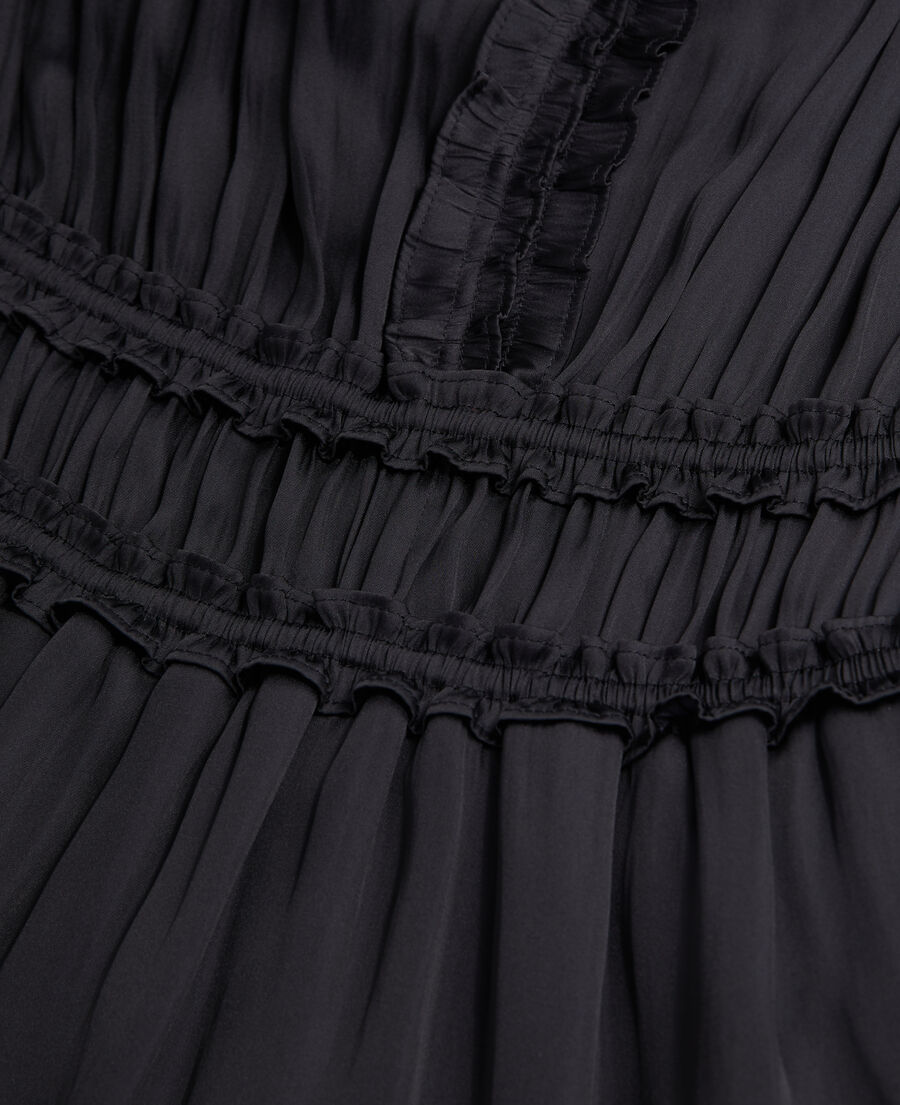 The Kooples MUJER BLACK vestido largo negro fruncidos