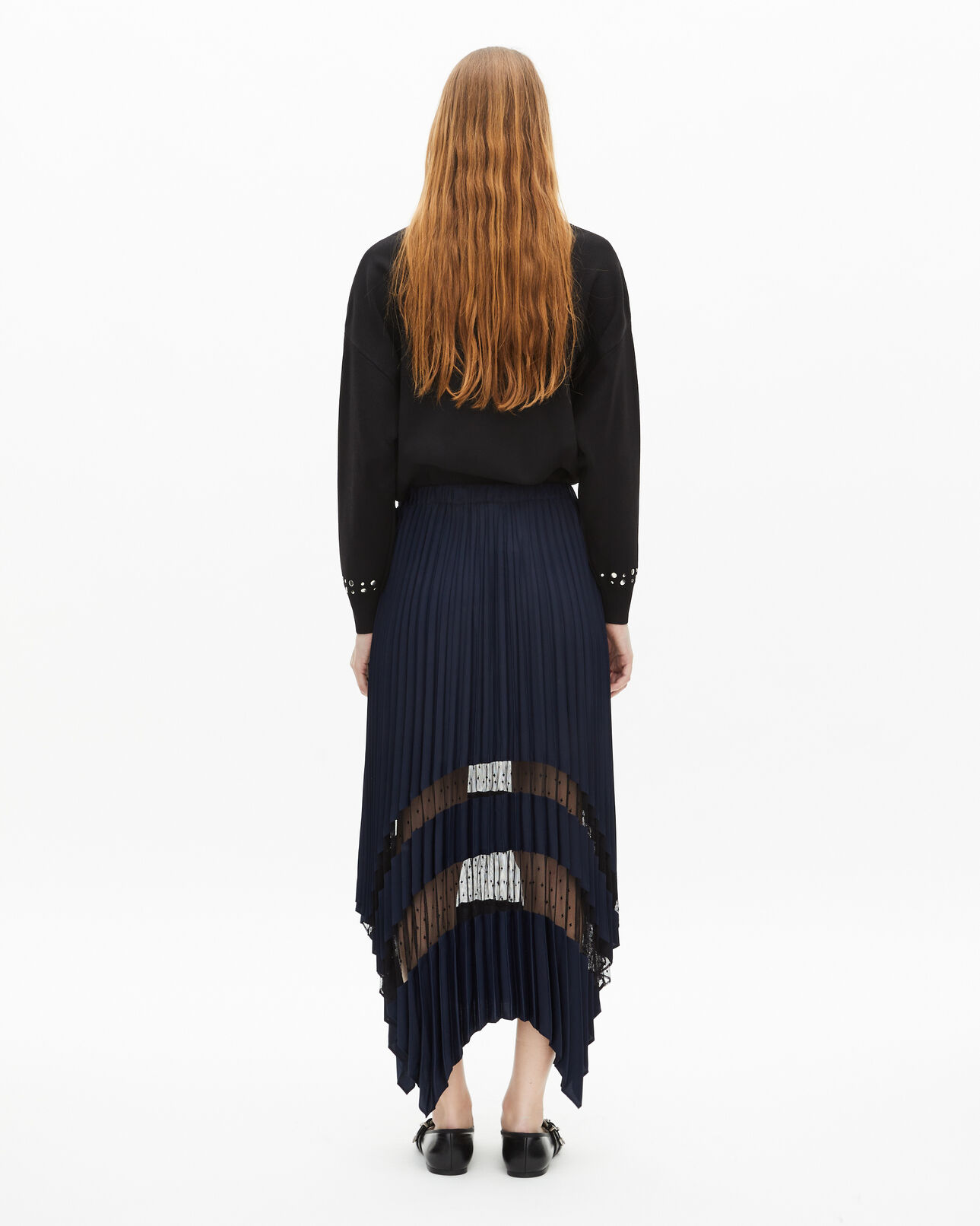 The Kooples MUJER NAVY falda larga plisada azul marino