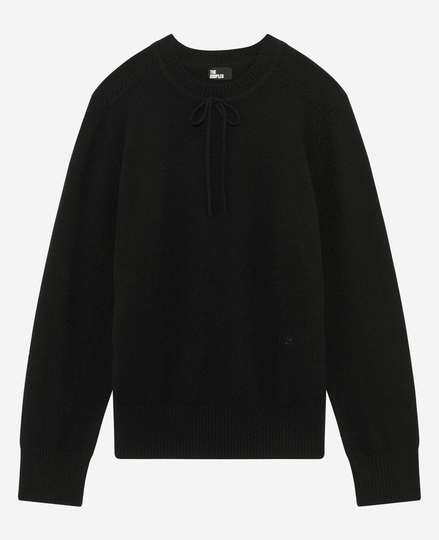 The Kooples MUJER BLACK jersey negro de cachemira con cuello redondo