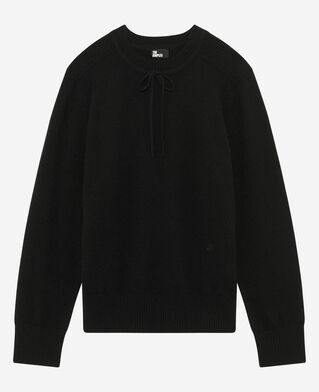 The Kooples MUJER BLACK jersey negro de cachemira con cuello redondo