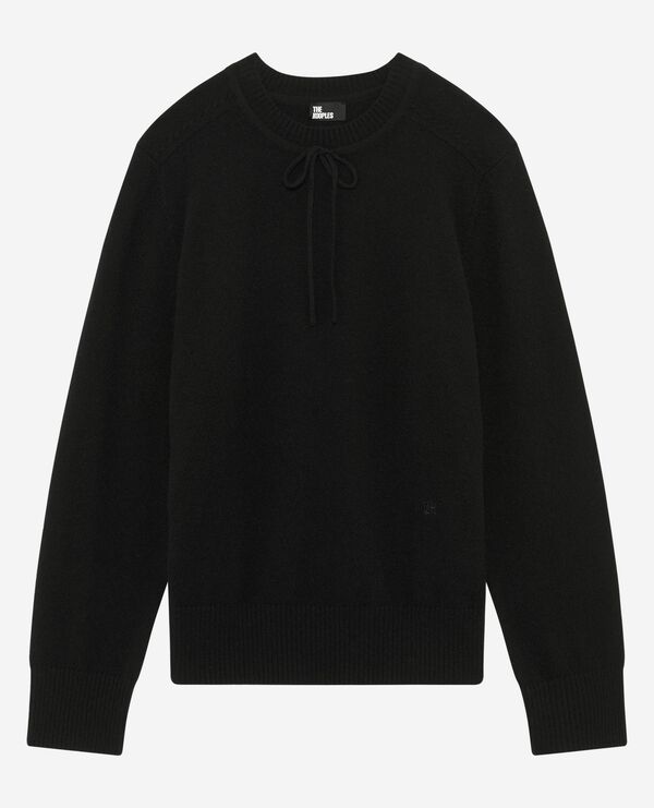 The Kooples WOMEN BLACK black cashmere round-neck sweater