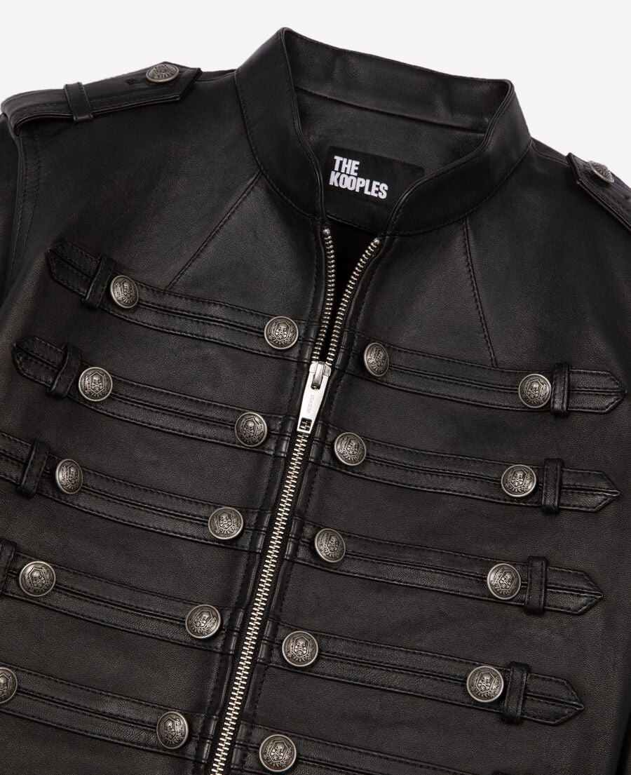 The Kooples WOMEN BLACK black officer-style leather jacket