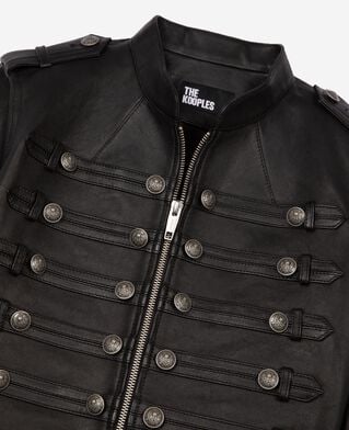 The Kooples WOMEN BLACK black officer-style leather jacket