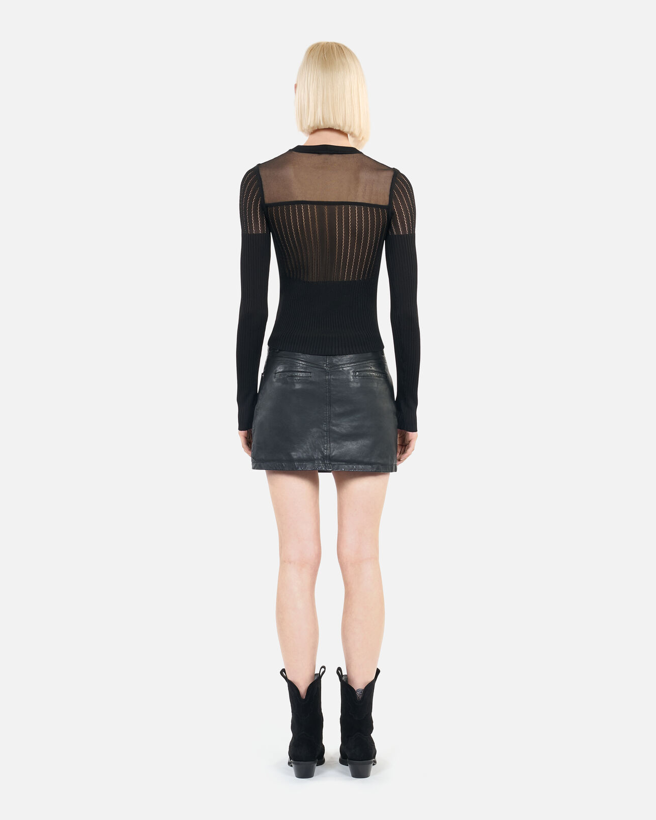 The Kooples FEMME BLACK pull en maille ajourée noir