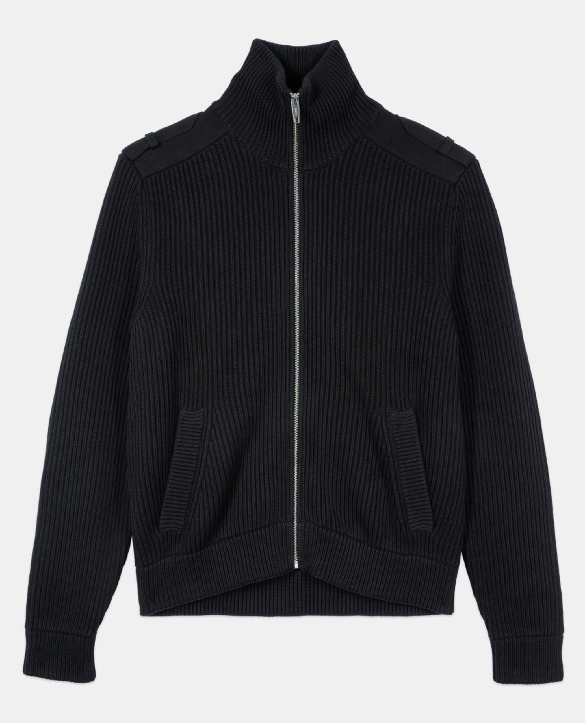Black cotton cardigan, BLACK, hi-res image number null