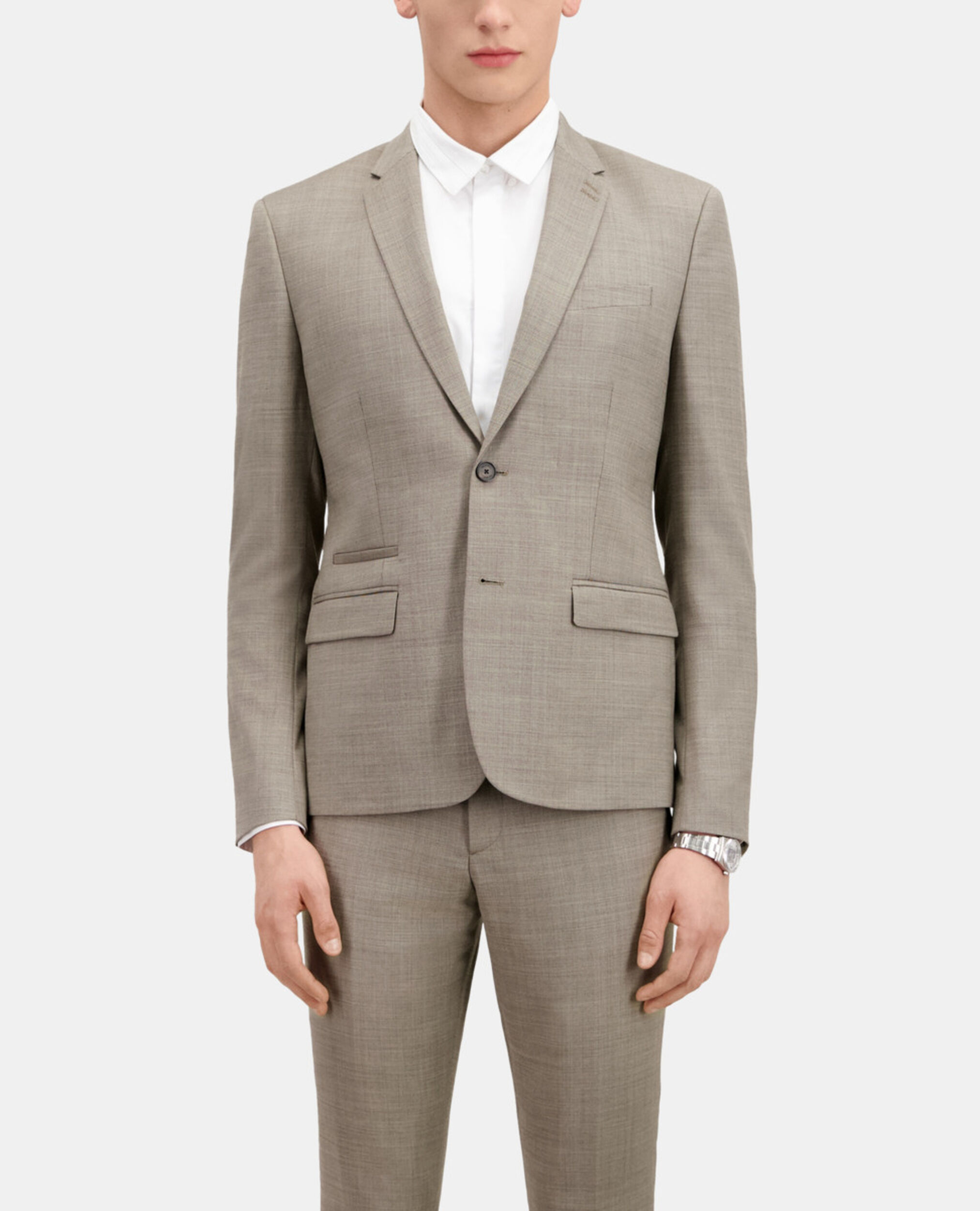 Chaqueta traje beige lana, BEIGE, hi-res image number null