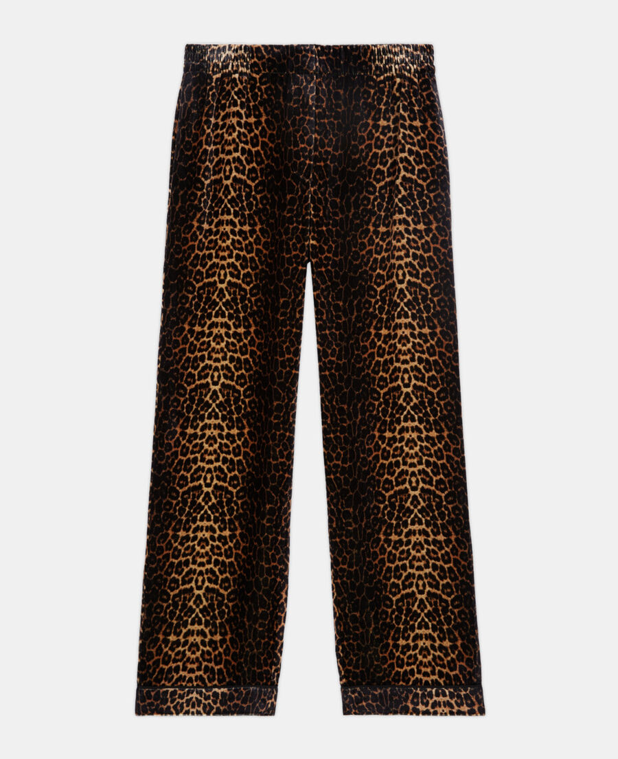 flowing velvet pants with leopard print