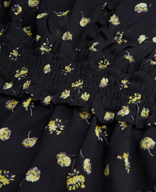 The Kooples F BLACK / YELLOW printed top with smocking