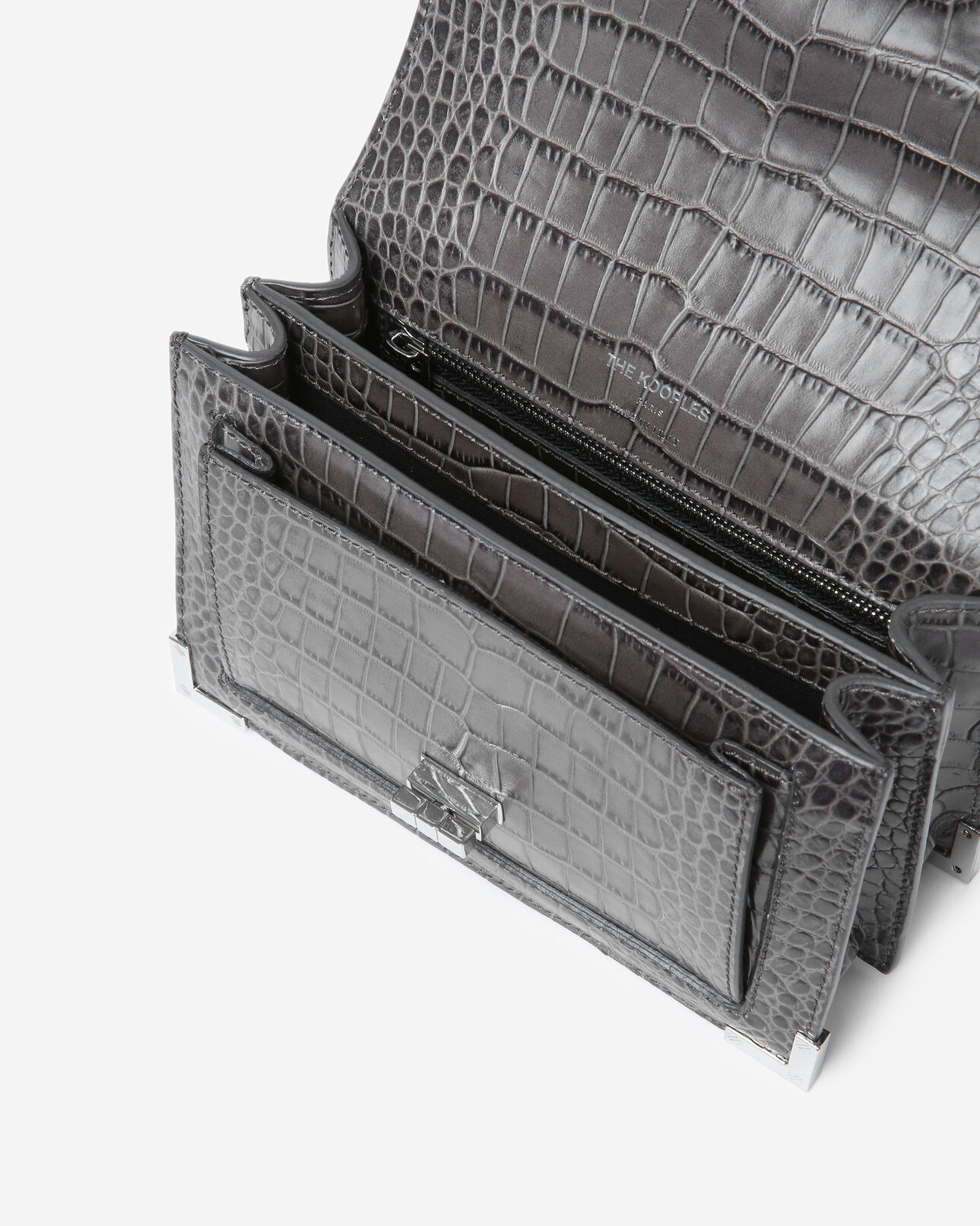 The Kooples DAMEN GREY mini-tasche emily aus leder in dunkelgrauer kroko-optik