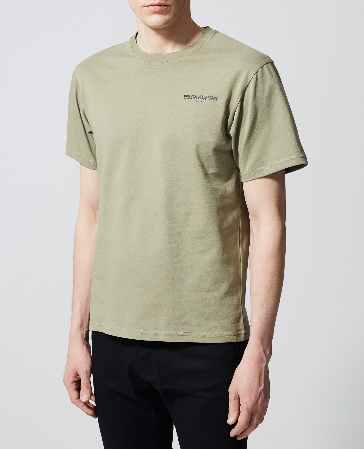 Khaki cotton T shirt w inverted Kooples logo The Kooples US