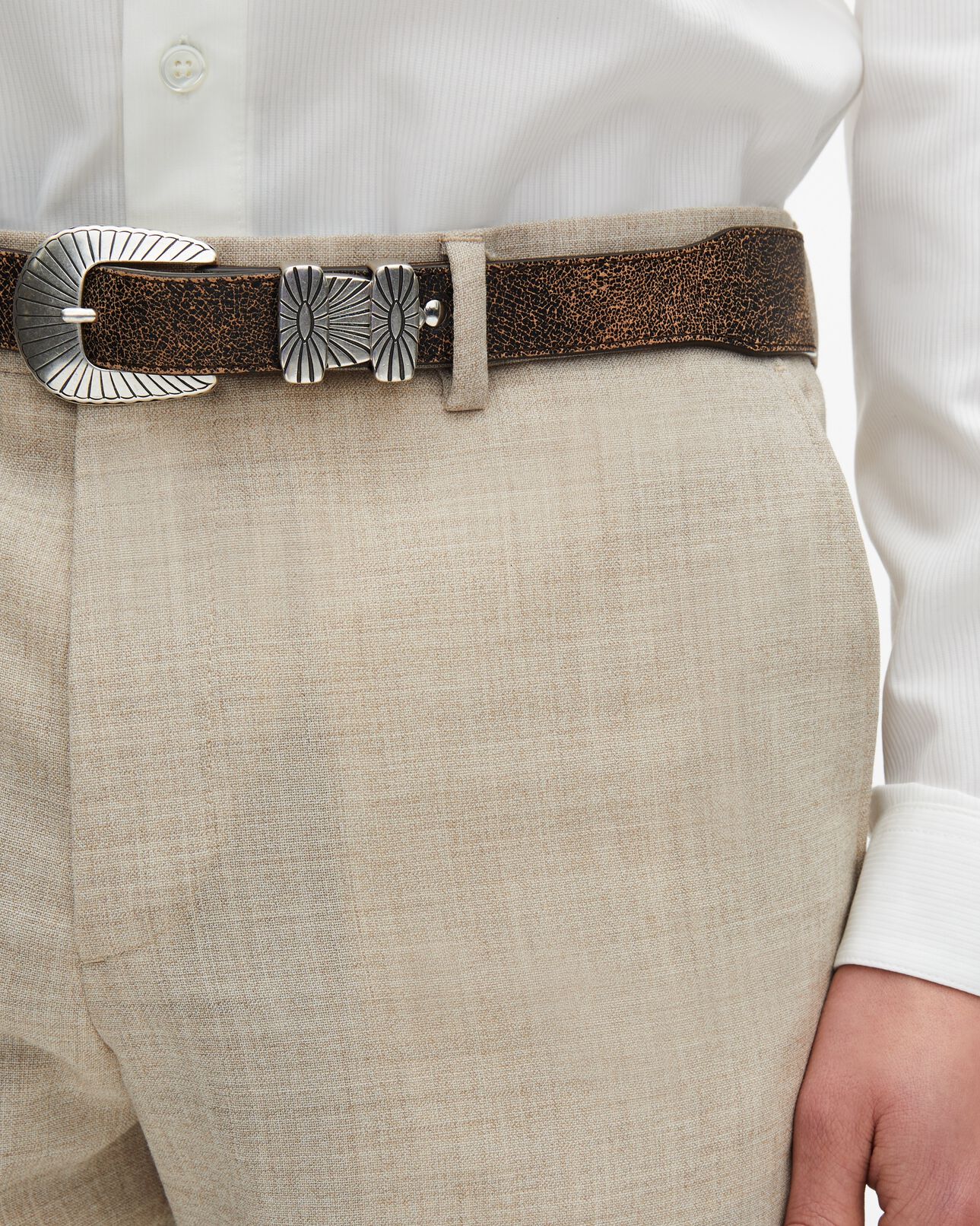 The Kooples HOMME BEIGE pantalon de costume en laine coupe ajustée beige